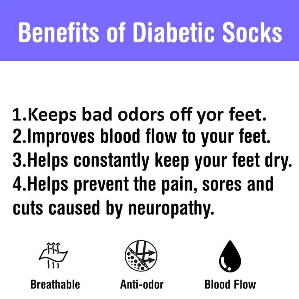 6 Pairs Physicians Approved Diabetic Crew Socks Unisex Black/Grey/White