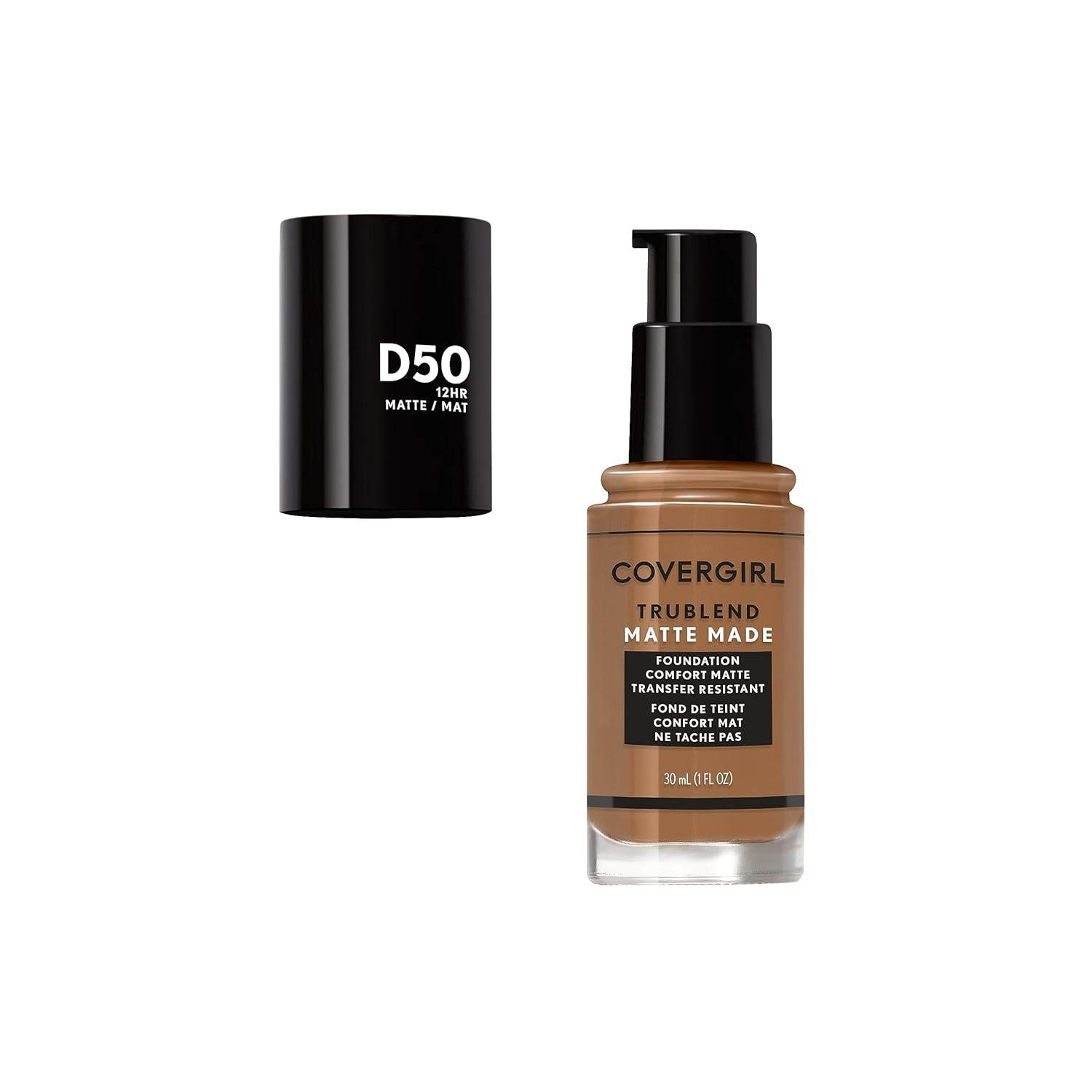 COVERGIRL TruBlend Matte Made Liquid Foundation, Deep Golden D50, 1.01 Fl Oz (Pack of 1)