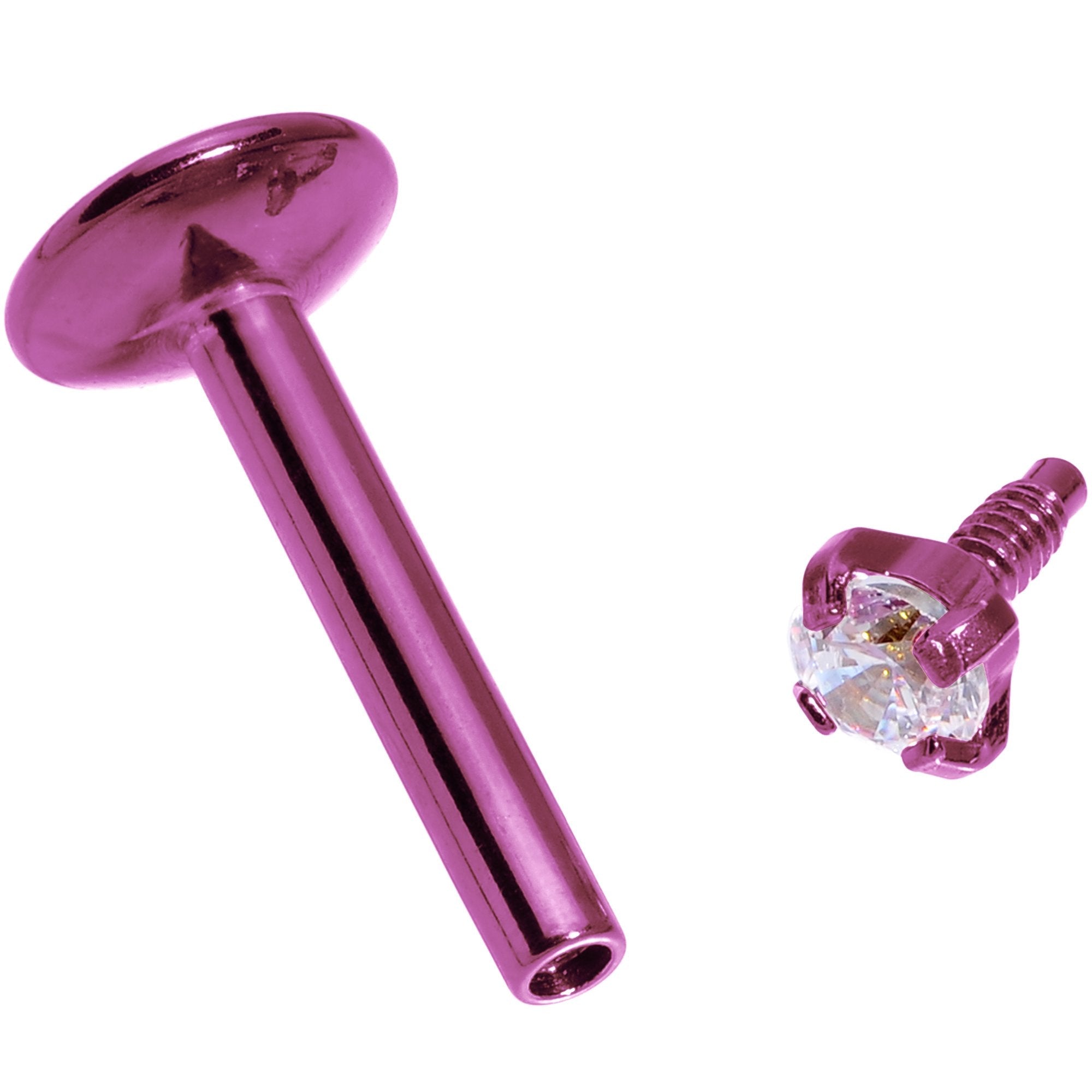 16G 5/16 Purple Titanium Internally Threaded Gem Labret Monroe