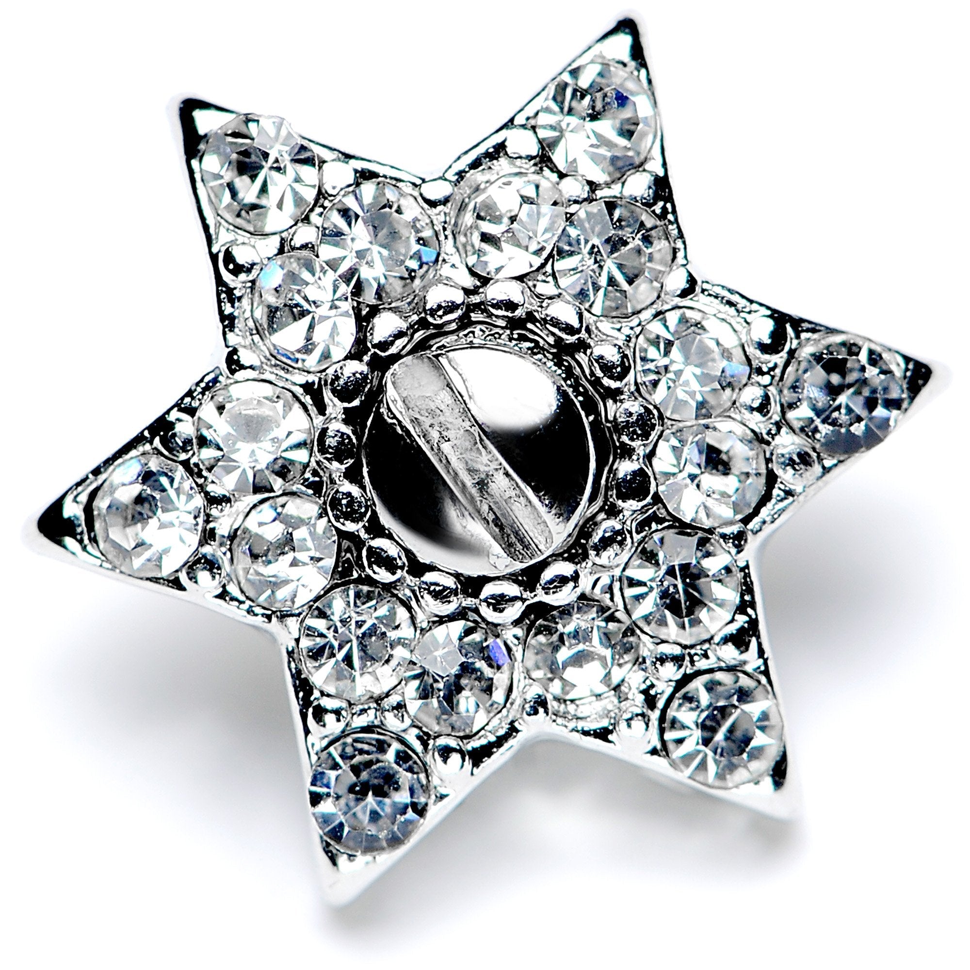 14G Clear Gem 10mm Six Point Star Dermal Top