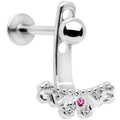 Pink Gem Victorian Swirl Dangle Cartilage Tragus Helix Piercing