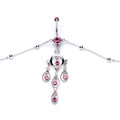 Pink Gem Dancing Queen Chandelier Dangle Belly Ring Belly Chain