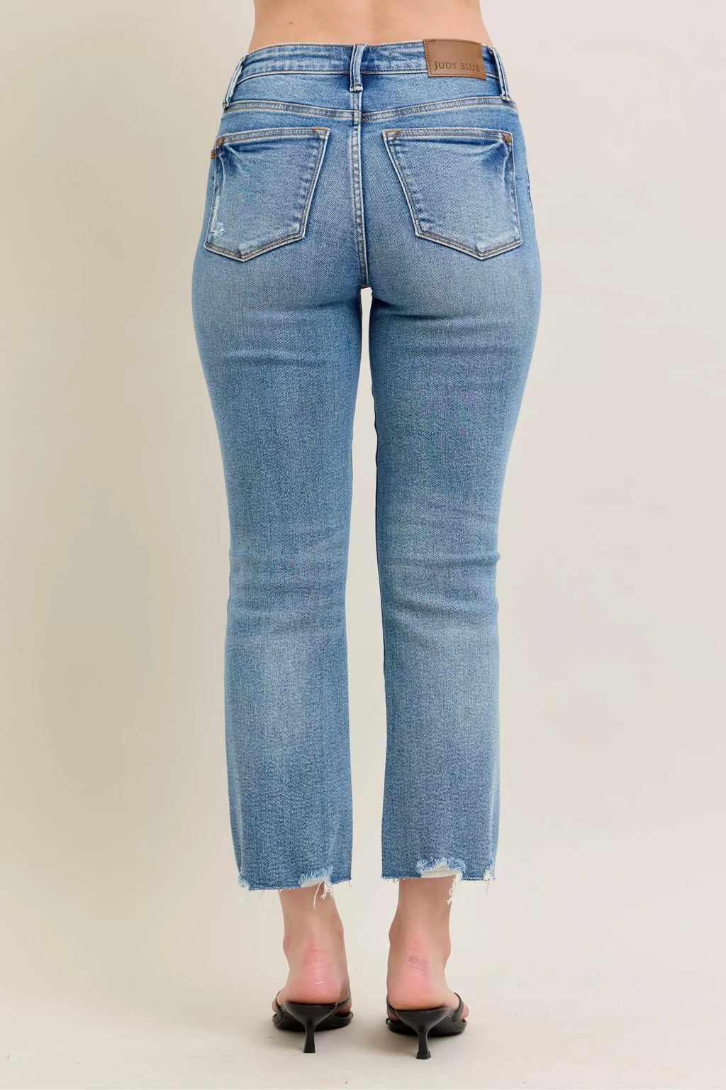 Judy Blue Mr Vintage Wash Destroy Hem Kick Flare Jeans