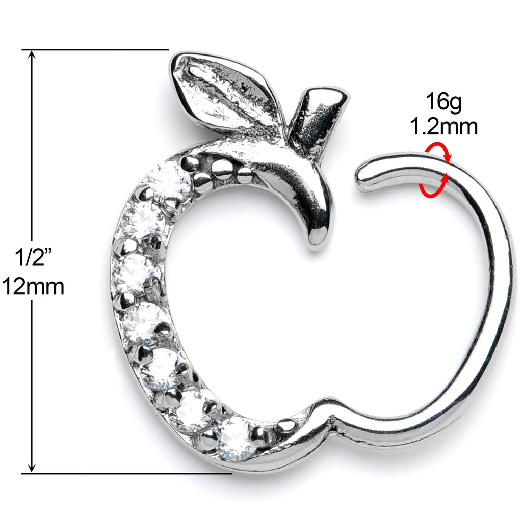 16G 3/8 Clear CZ Gem Tasty Treat Right Apple Closure Ring