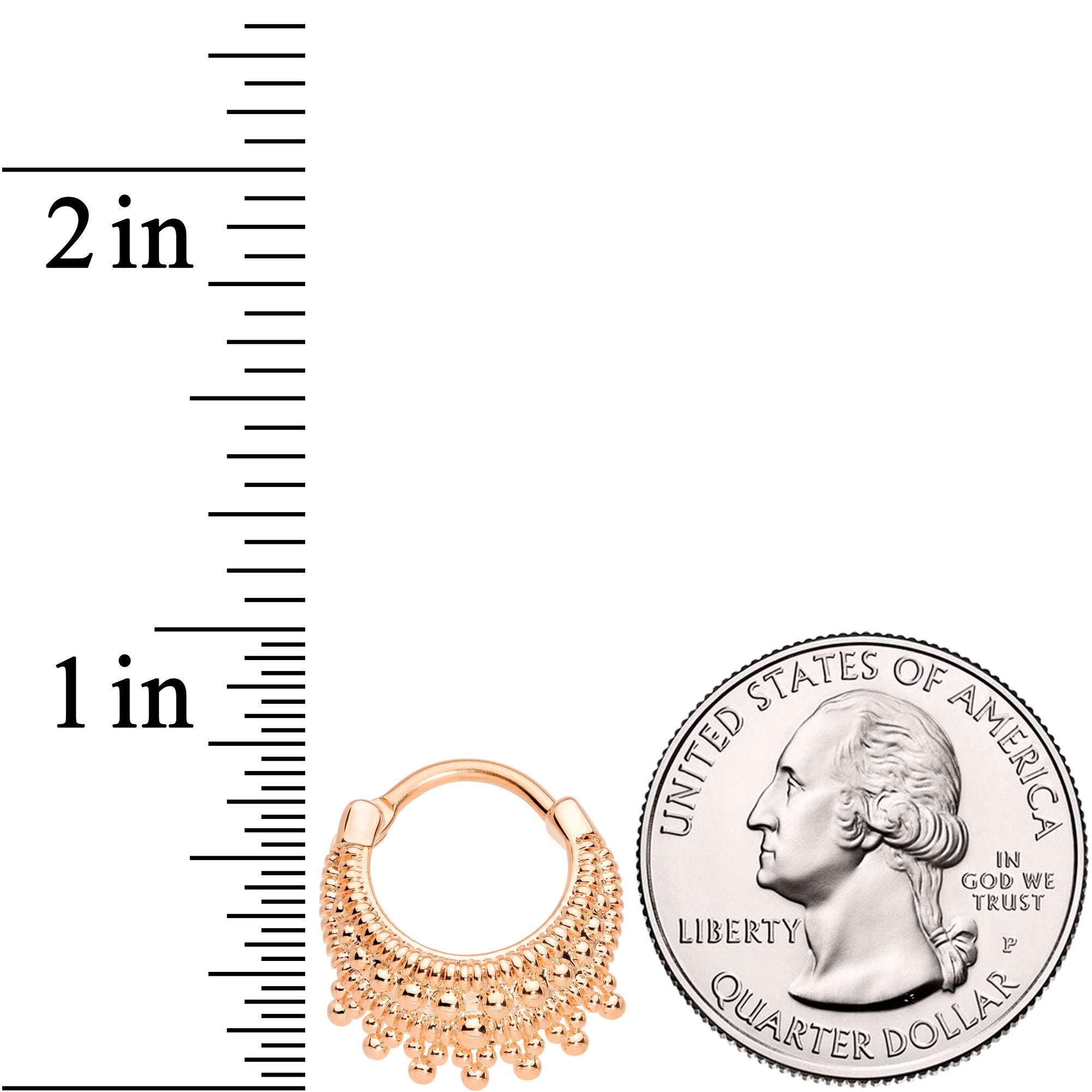 16G 3/8 Rose Gold Tone Debutante Fashion Hinged Septum Ring