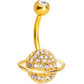 Clear Gem Gold Tone Planet Luxury Belly Ring