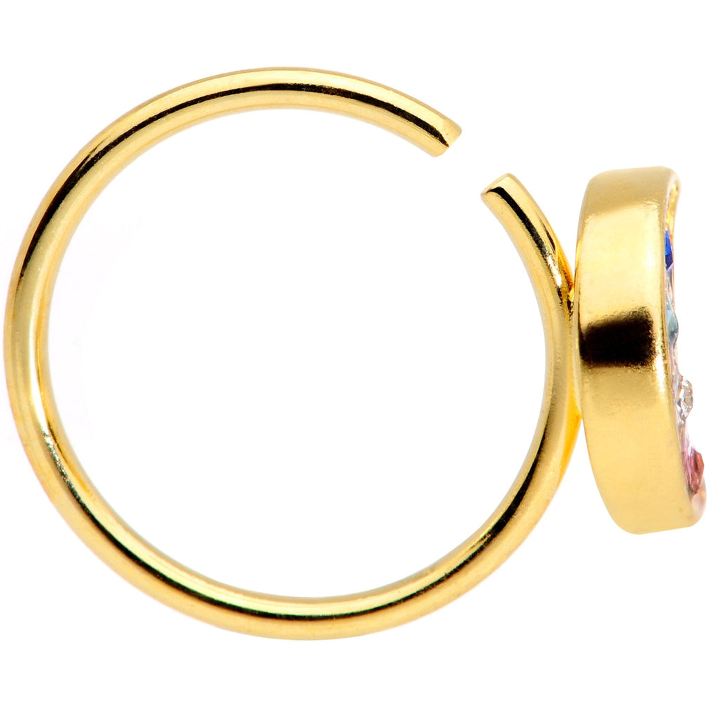 20G 5/16 Gold Tone Crescent Moon Seamless Circular Ring