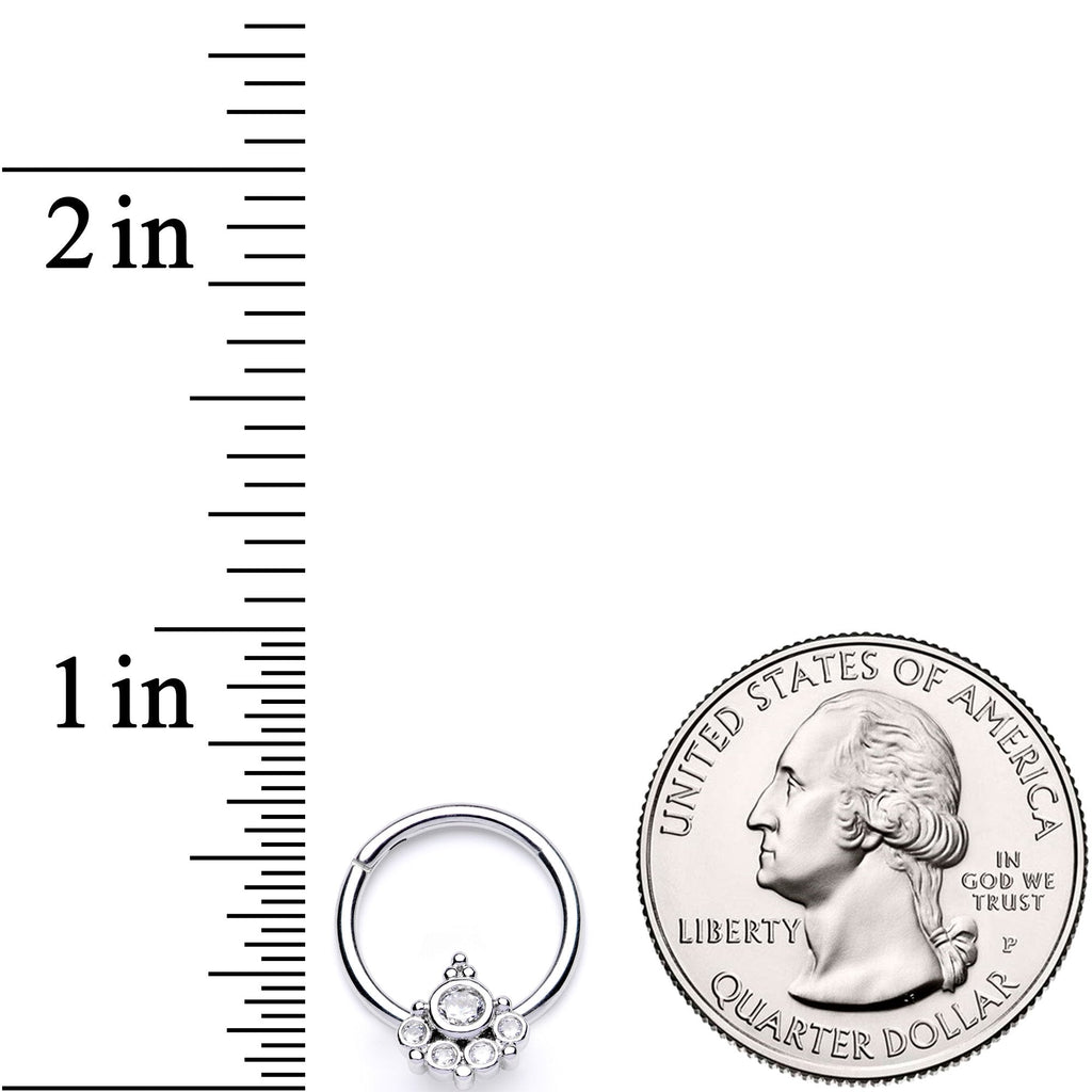 16G 3/8 Clear CZ Gem Geometric Hinged Segment Ring