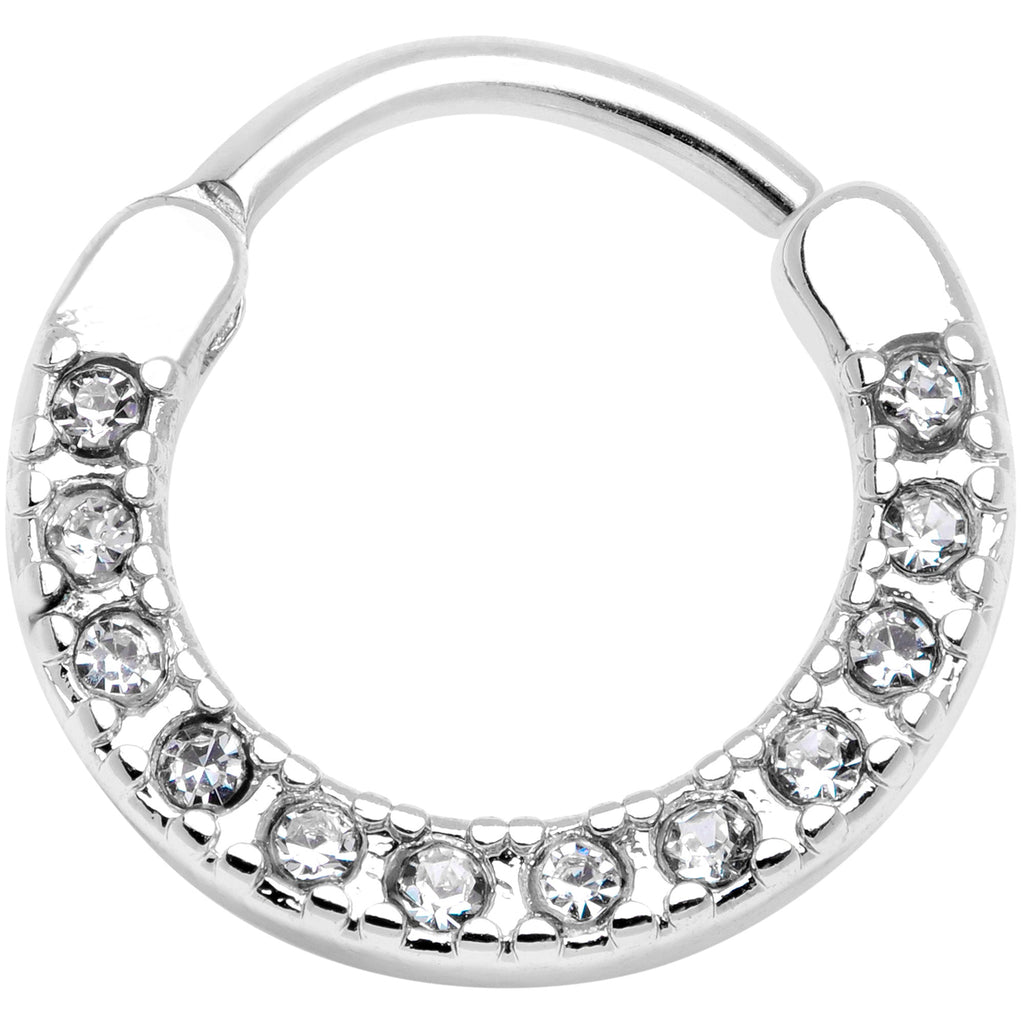 16G 3/8 Clear Gem Paved Septum Clicker