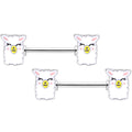 14G 9/16 Sweet Llama Barbell Nipple Ring Set