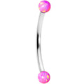 16G 9/16 3mm Pink Synthetic Opal Curved Barbell