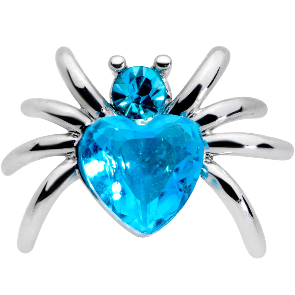 16G 1/4 Aqua Gem Heart Spider Cartilage Tragus