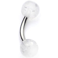 16G 1/4 Clear Speckled Acrylic Ends Curved Barbell
