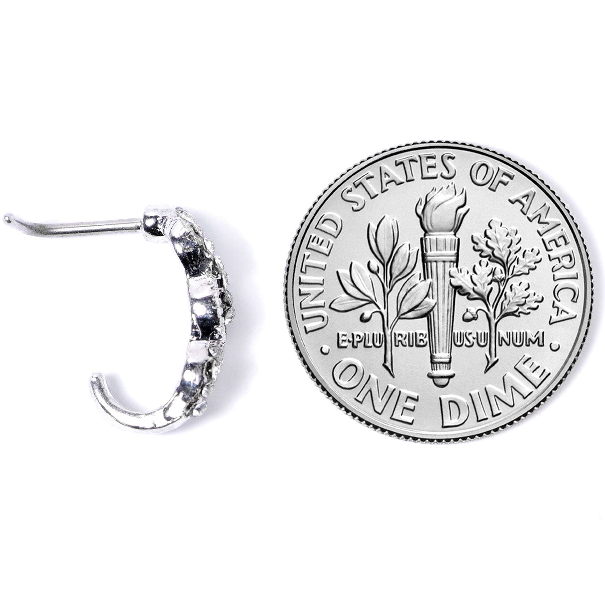 20G 5/16 Clear Gem Braid Faux Hoop L Shaped Nose Ring