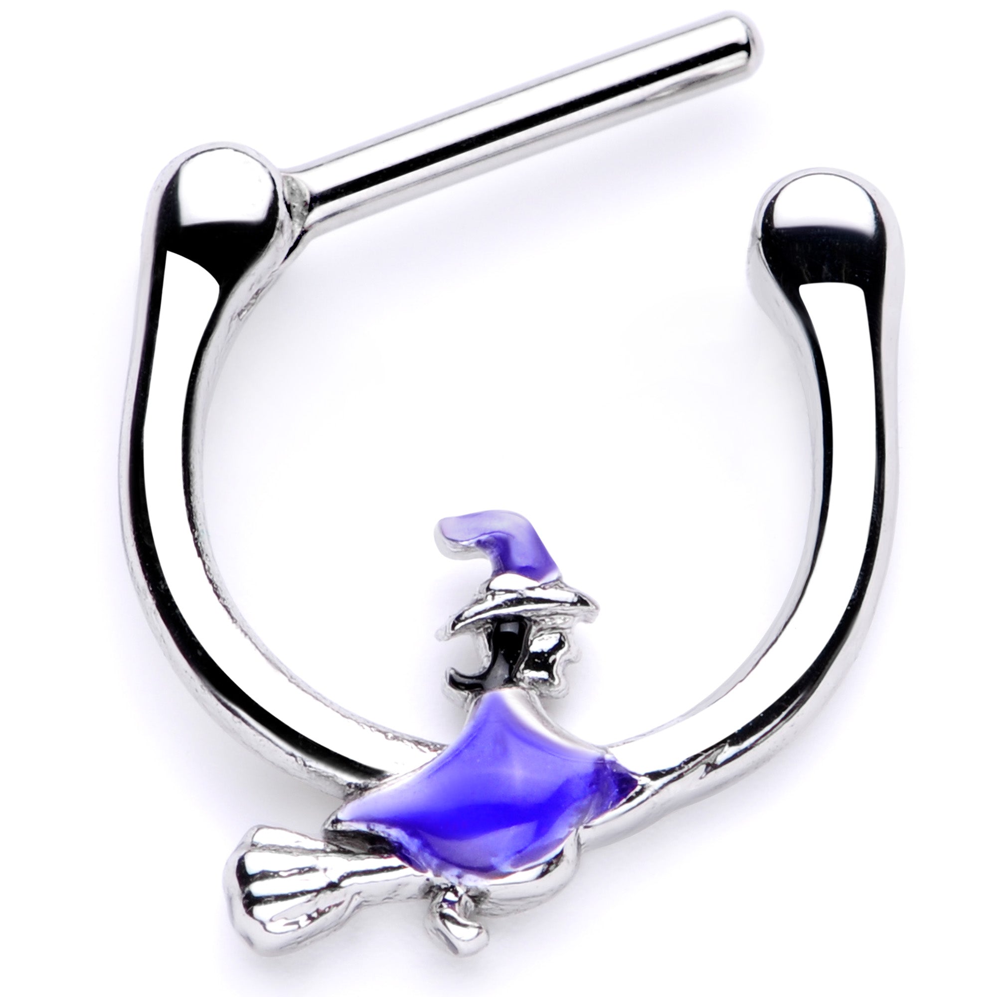 16G 5/16 Blue Spooky Witch Halloween Septum Clicker
