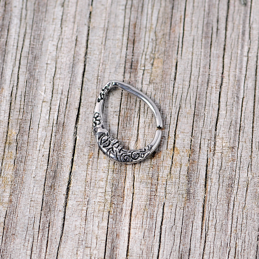 16G 3/8 Man in the Crescent Moon Teardrop Right Ear Closure Ring