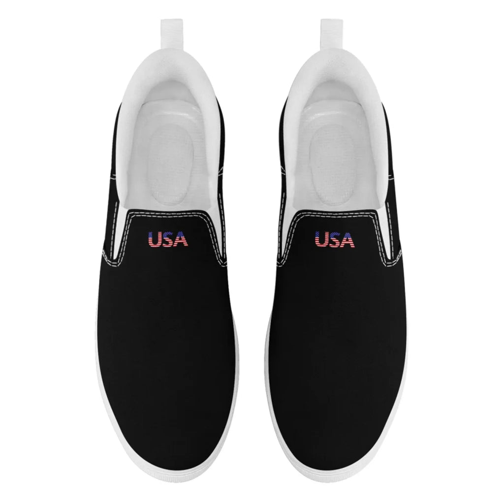 Personalized Patriotic Sneakers, Custom America Flag Shoes, Canvas Slip On Shoes