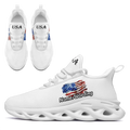 Personalized America Flag Sneakers, Custom Breathable Patriotic Shoes, Unisex Lace Up Shoes