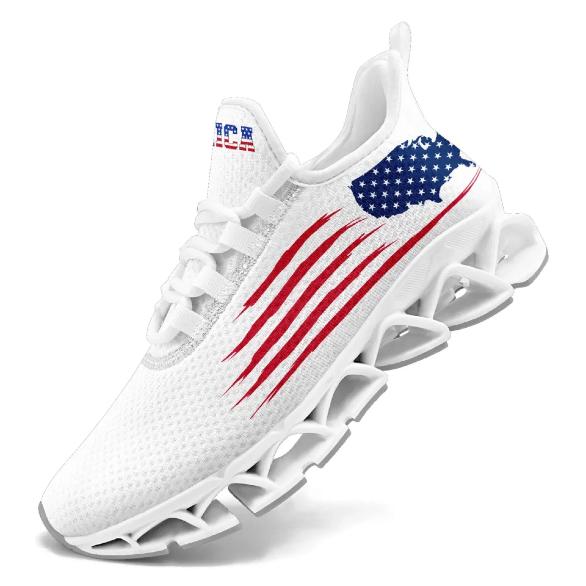 Personalized America Flag Sneakers, Custom Breathable Patriotic Shoes, Unisex Lace Up Shoes FN003XD-25028041