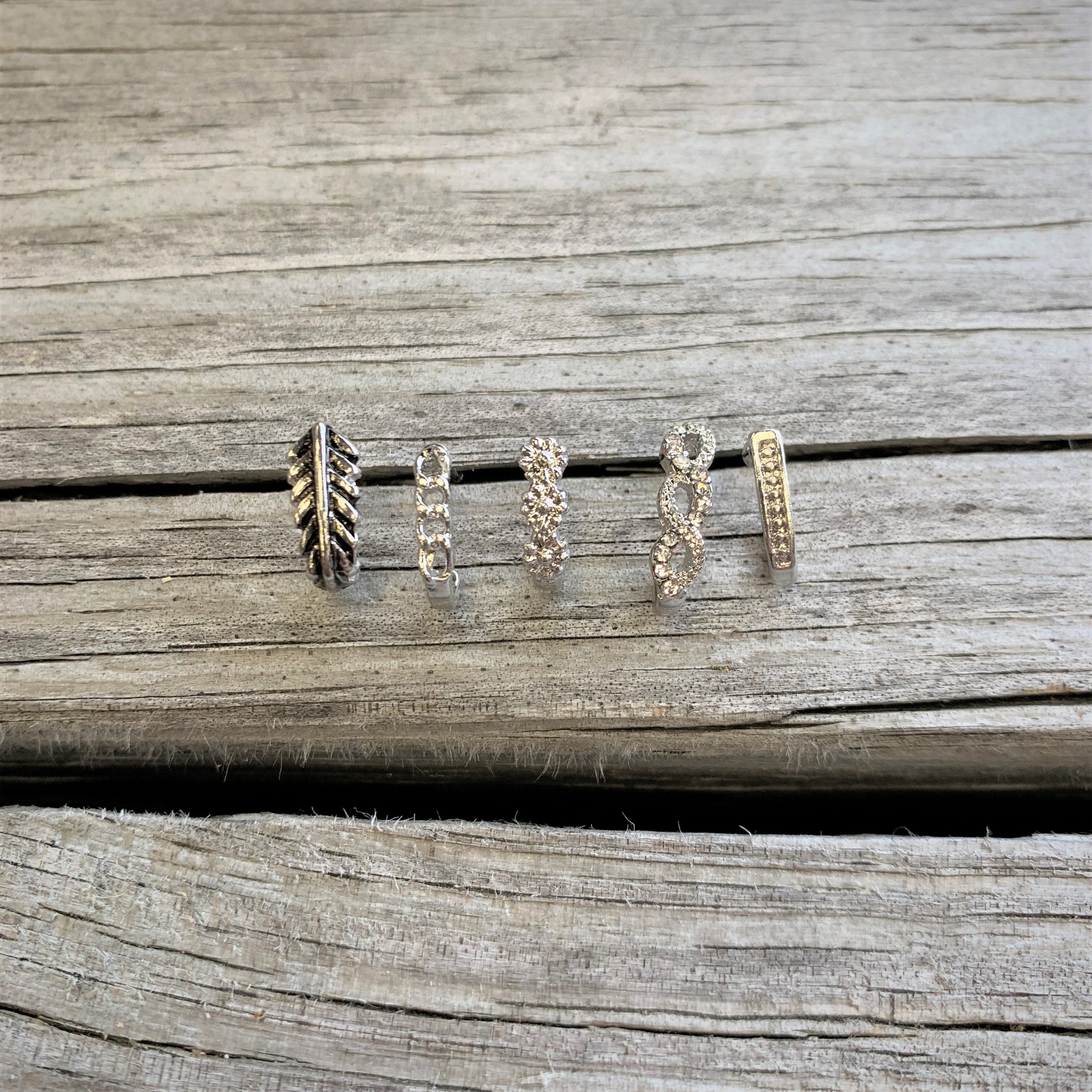 20G 5/16  Steel Dainty Dots Faux Hoop L Shaped Nose Ring