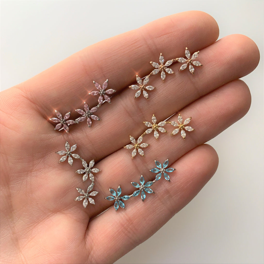 16G 1/4 Clear CZ Gem Tri Flower Cartilage