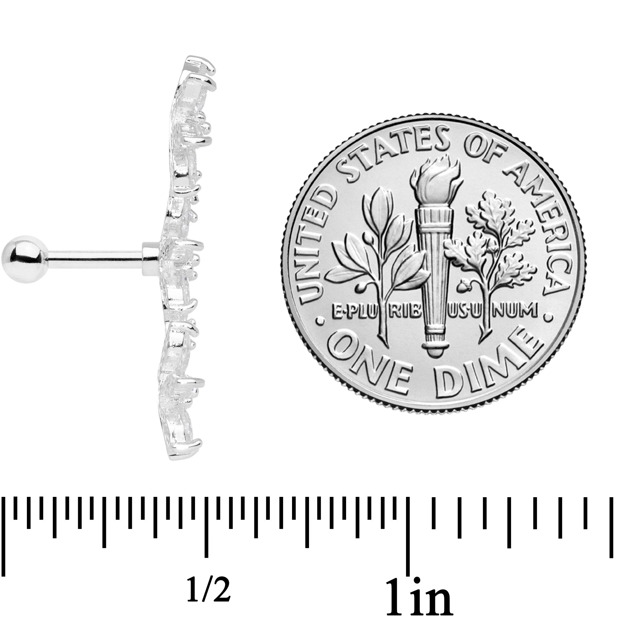 16G 1/4 Clear CZ Gem Tri Flower Cartilage