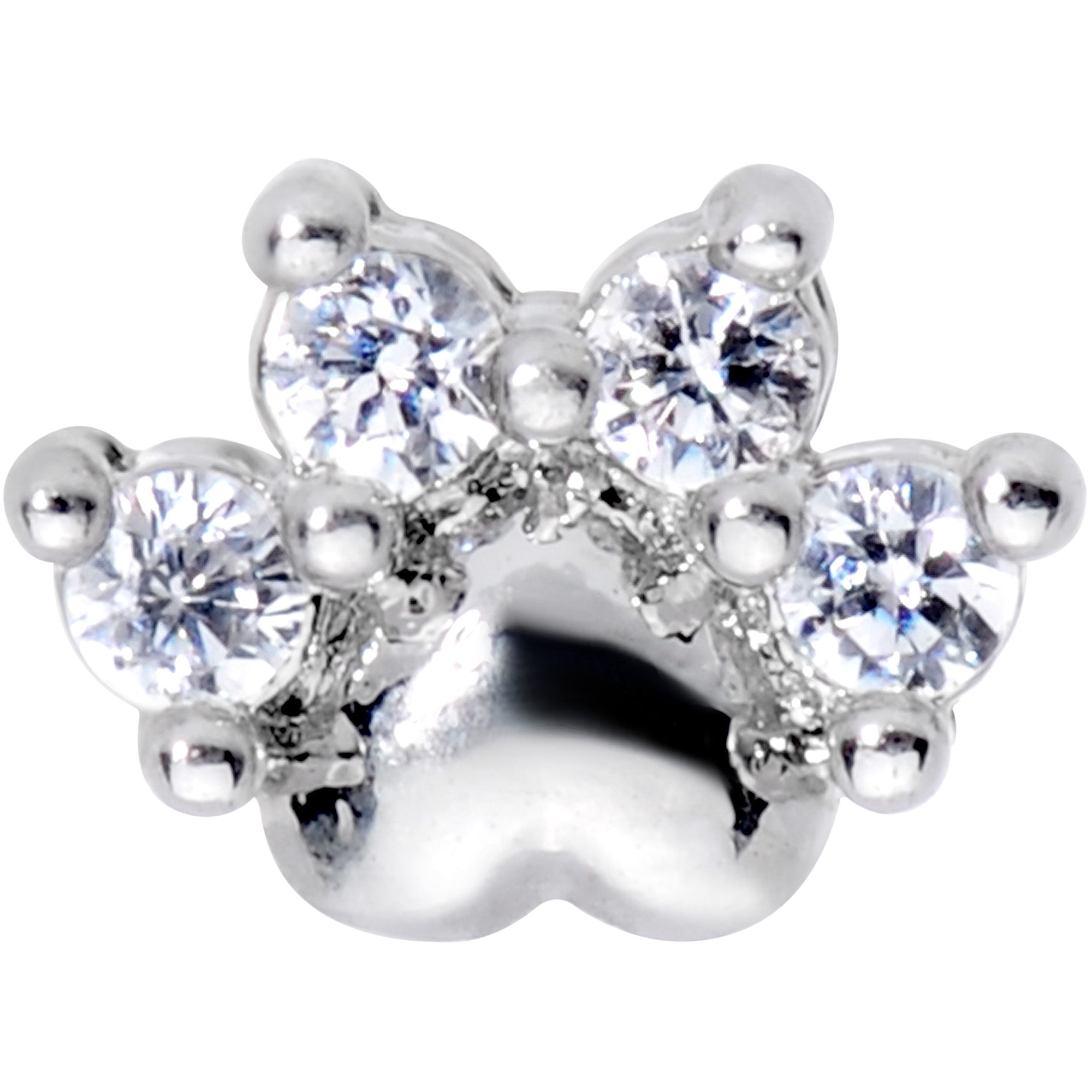 16G 5/16 Clear CZ Gem Paw Print Cat Labret Monroe Tragus