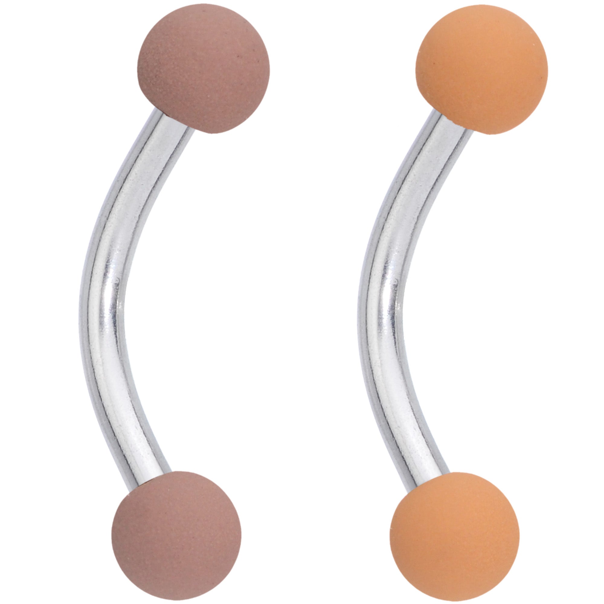 16G 5/16 Peach Tan White Brown Matte Curved Eyebrow Ring Set of 4