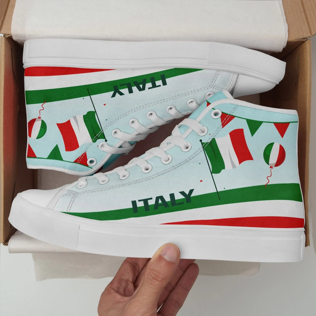 Personalized Italian Heritage High Tops Sneakers, Custom  Stylish & Breathable Patriotic Shoes, Canvas Streetwear