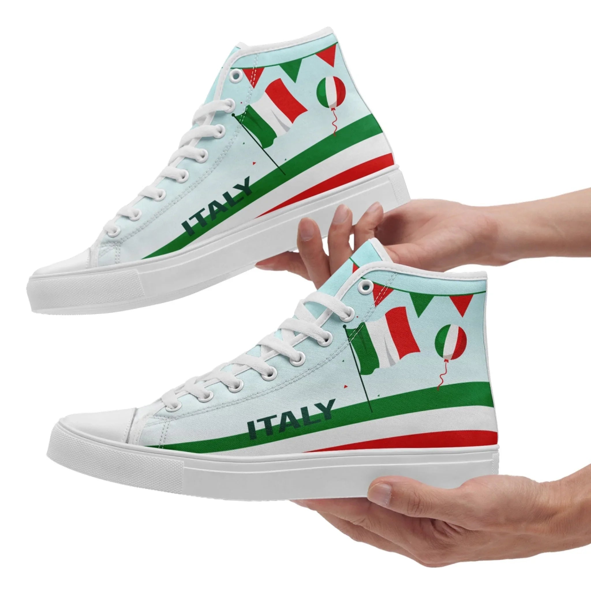 Personalized Italian Heritage High Tops Sneakers, Custom  Stylish & Breathable Patriotic Shoes, Canvas Streetwear