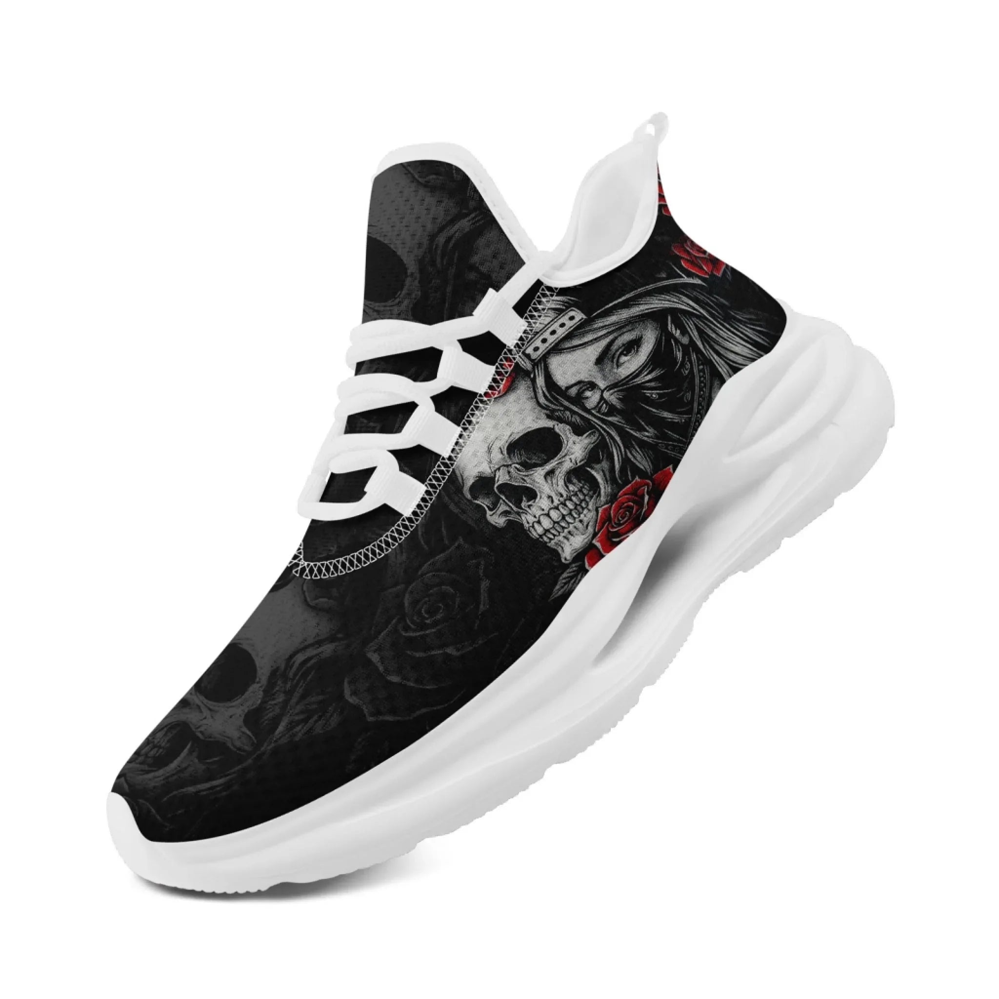 Personalized Skull Fashion Sneakers, Dark Soul Walking Shoes,Comfortable Gothic Street Style