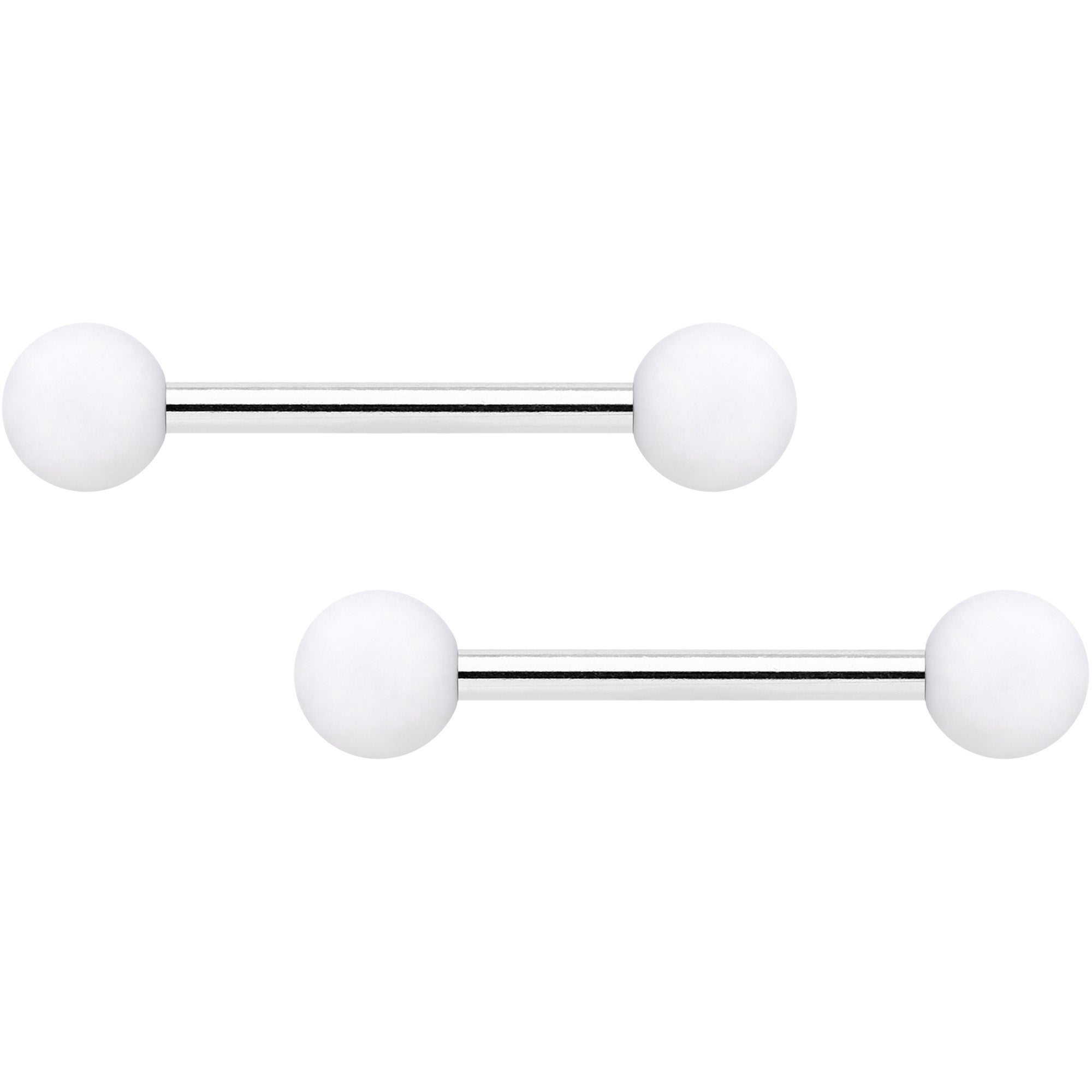 14G 9/16 Hot Pink White Matte Barbell Nipple Ring Set of 4