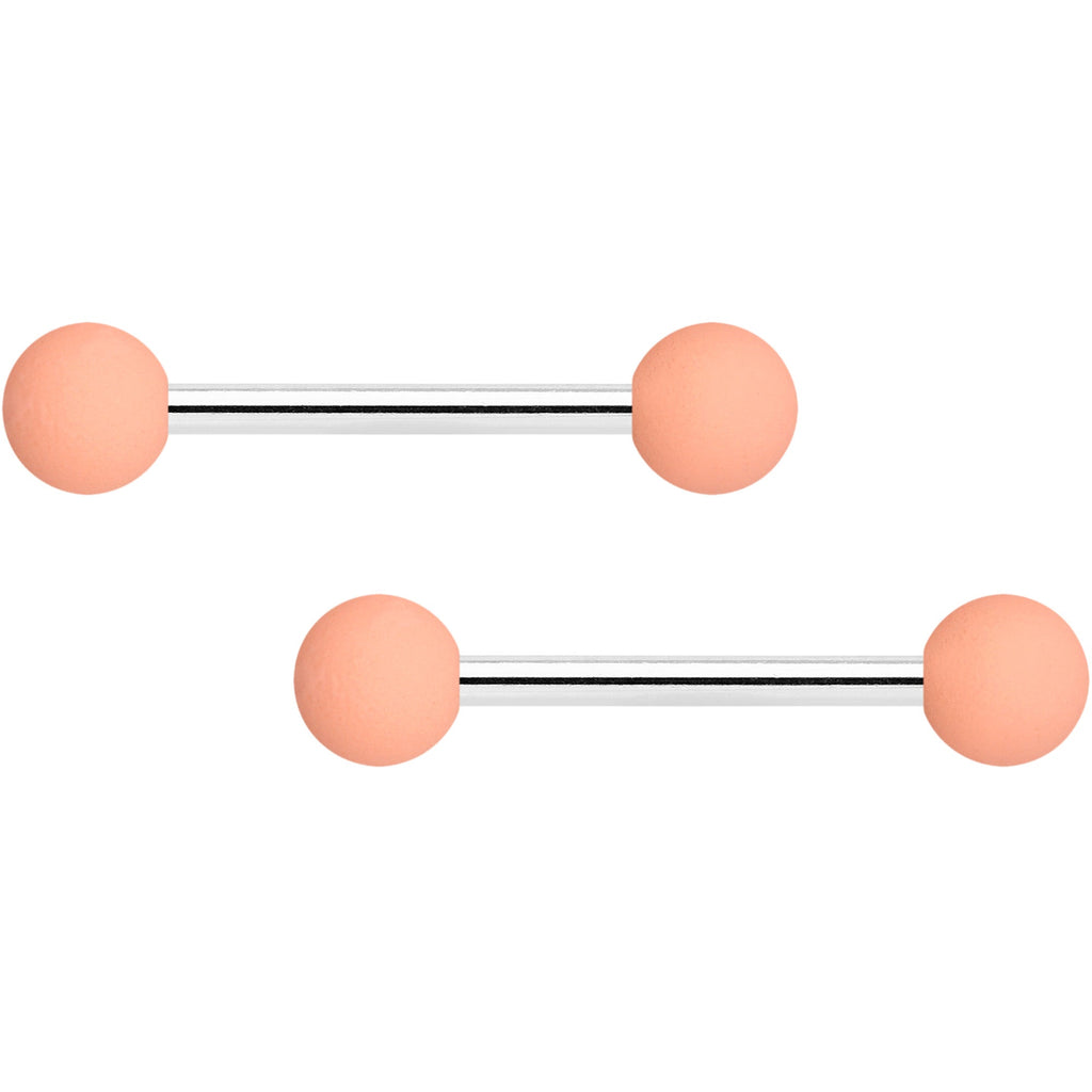 14G 9/16 Pink Peach Matte Barbell Nipple Ring Set of 4