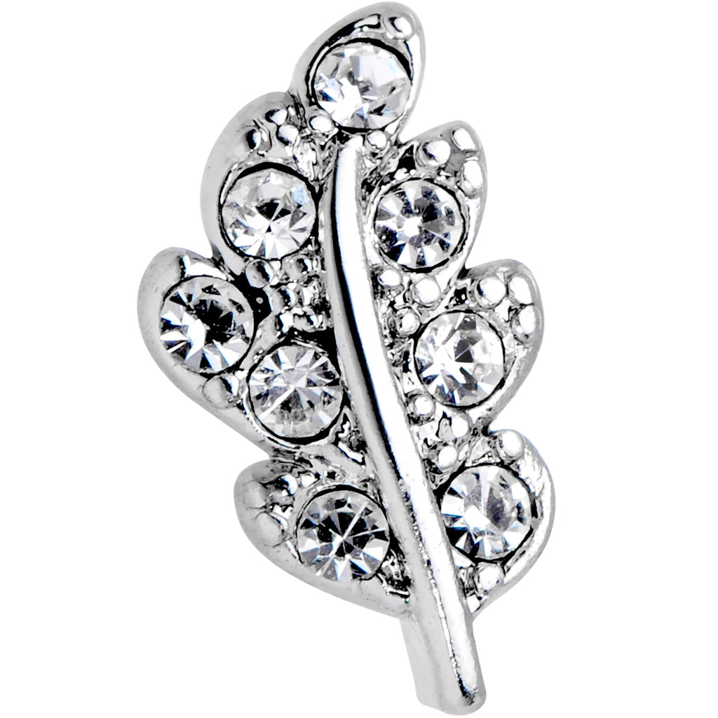 16G 1/4 Clear Gem Elegant Leaves Cartilage Tragus