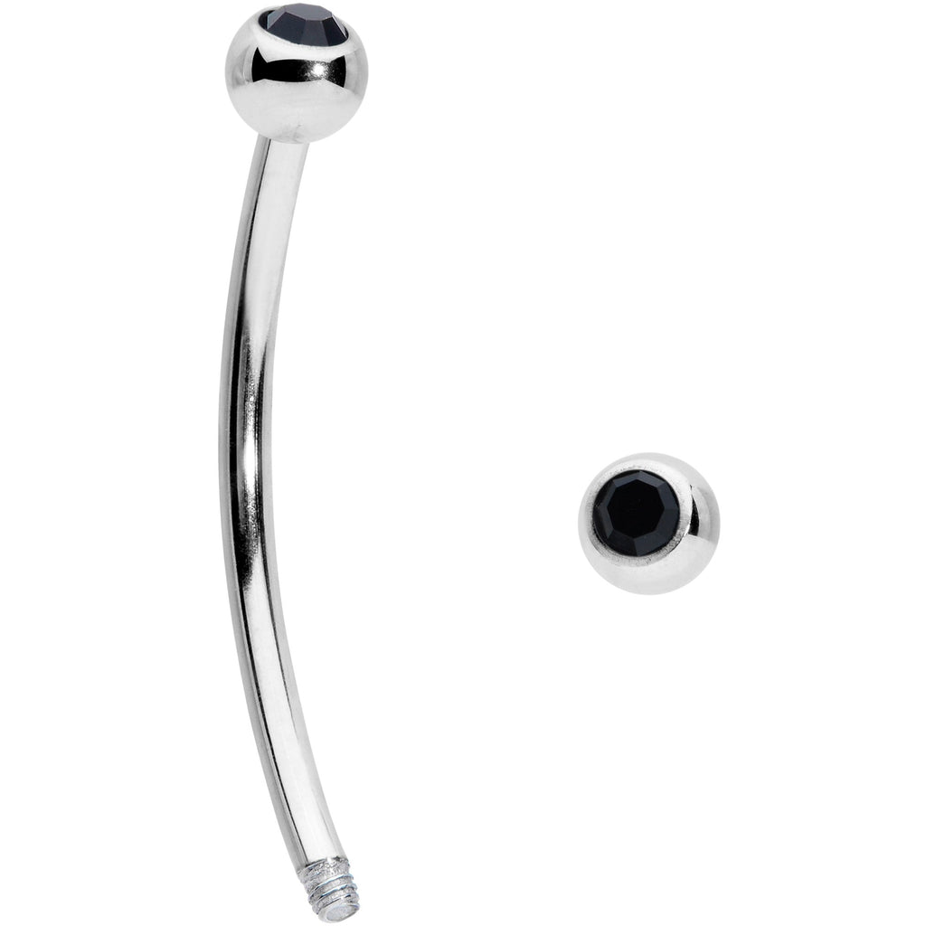 16G 5/8 Black Gem Ball End Curved Barbell