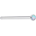 18G 3/4 White 2mm Synthetic Opal Titanium Fishtail Nose Ring