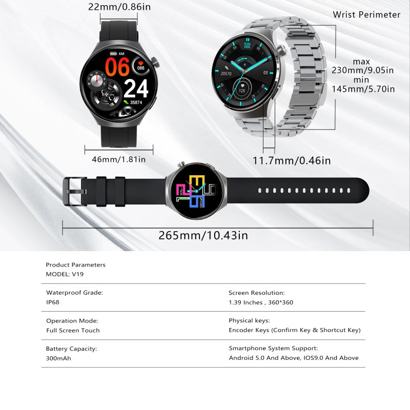 SENBONO V19 Business Men Smart Watch Answer Call Heart Rate Water