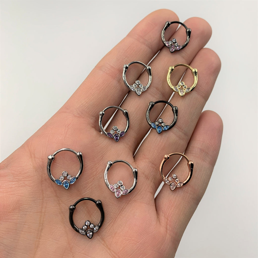 16G 3/8 Clear Gem Classic Cluster Septum Clicker