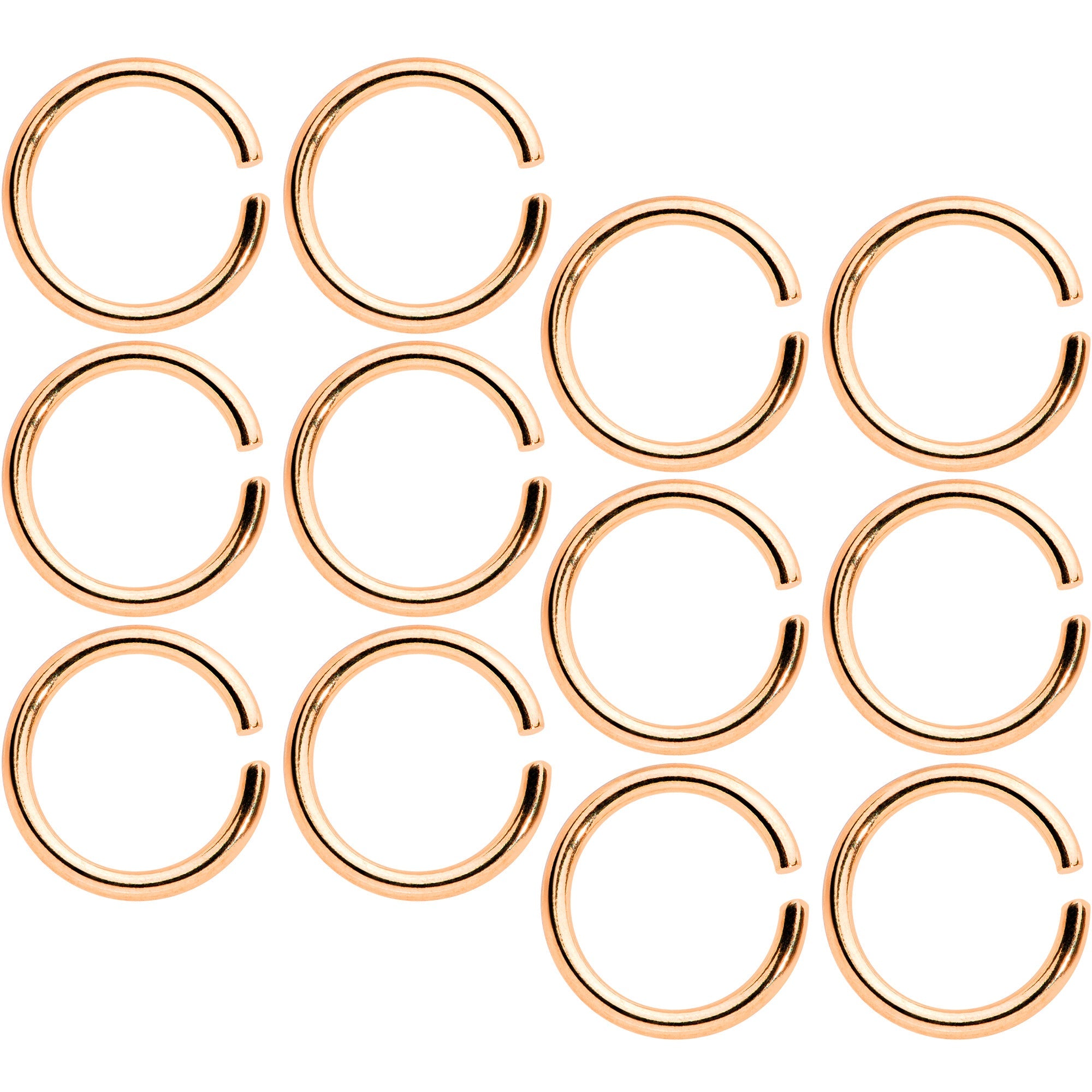 16G 5/16 Rose Gold Tone Seamless Cartilage Ring Set of 12
