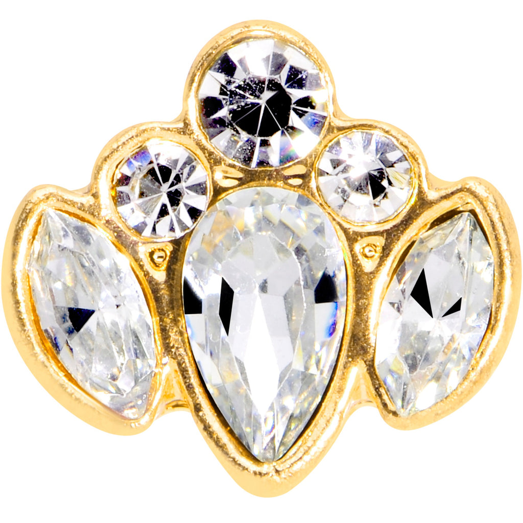 16G 5/16 Clear Gem Gold Tone Cluster Labret Monroe Tragus