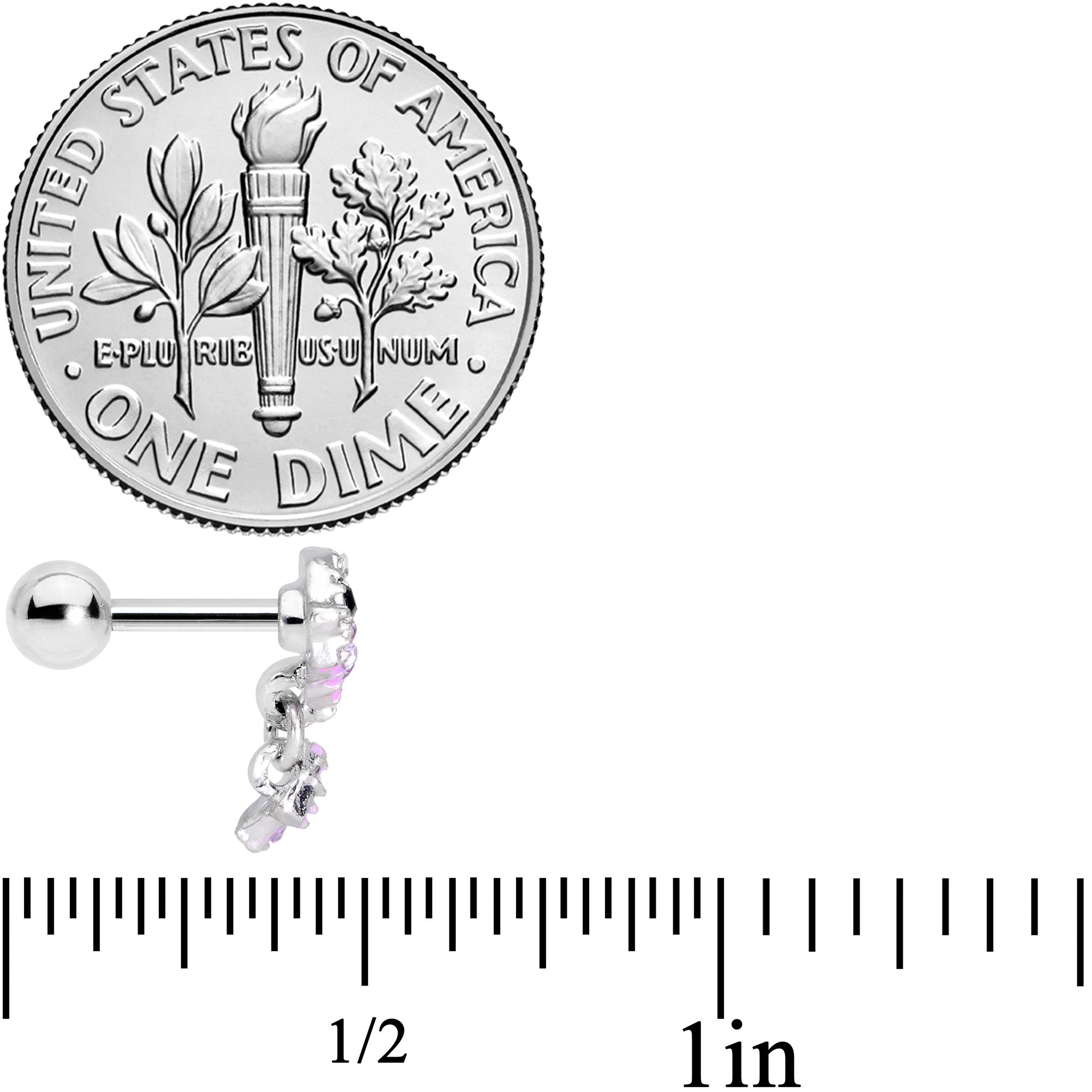 16G 1/4 Purple Gem Sweet Fish Dangle Cartilage Tragus