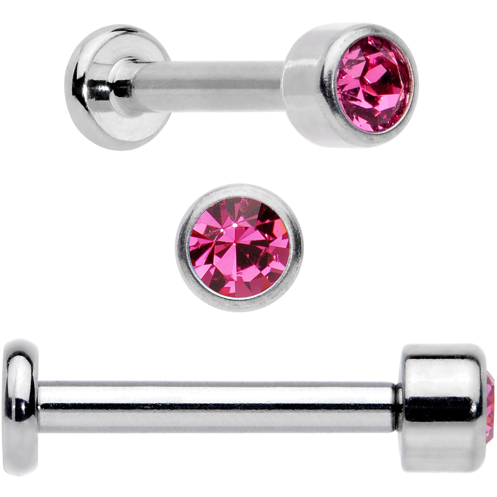 16G 5/16 Pink Gem Grade 23 Titanium Internally Threaded Labret
