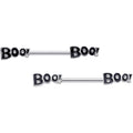 14G 5/8 Clear Gem Black Boo Halloween Barbell Nipple Ring Set