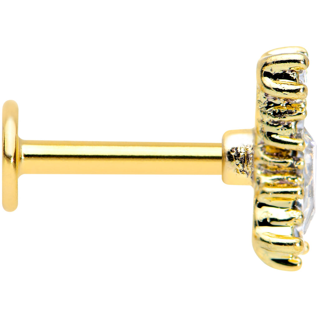 16G 5/16 Clear Gem Gold Tone Drop Labret Monroe Tragus