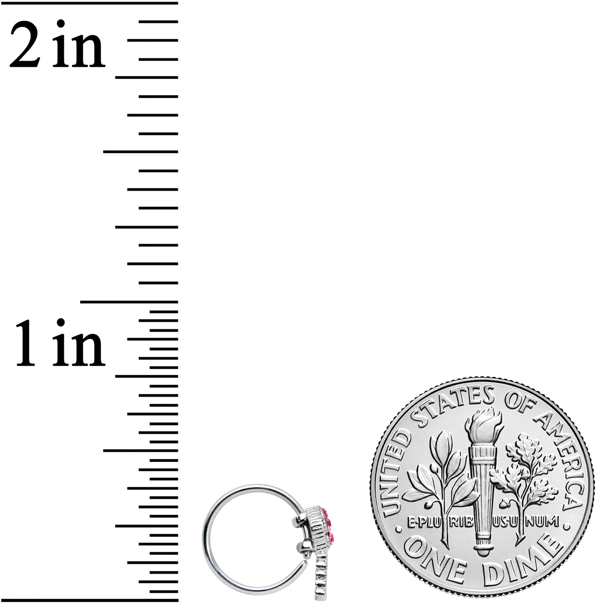 20G 5/16 Pink Gem Open Key Nose Hoop