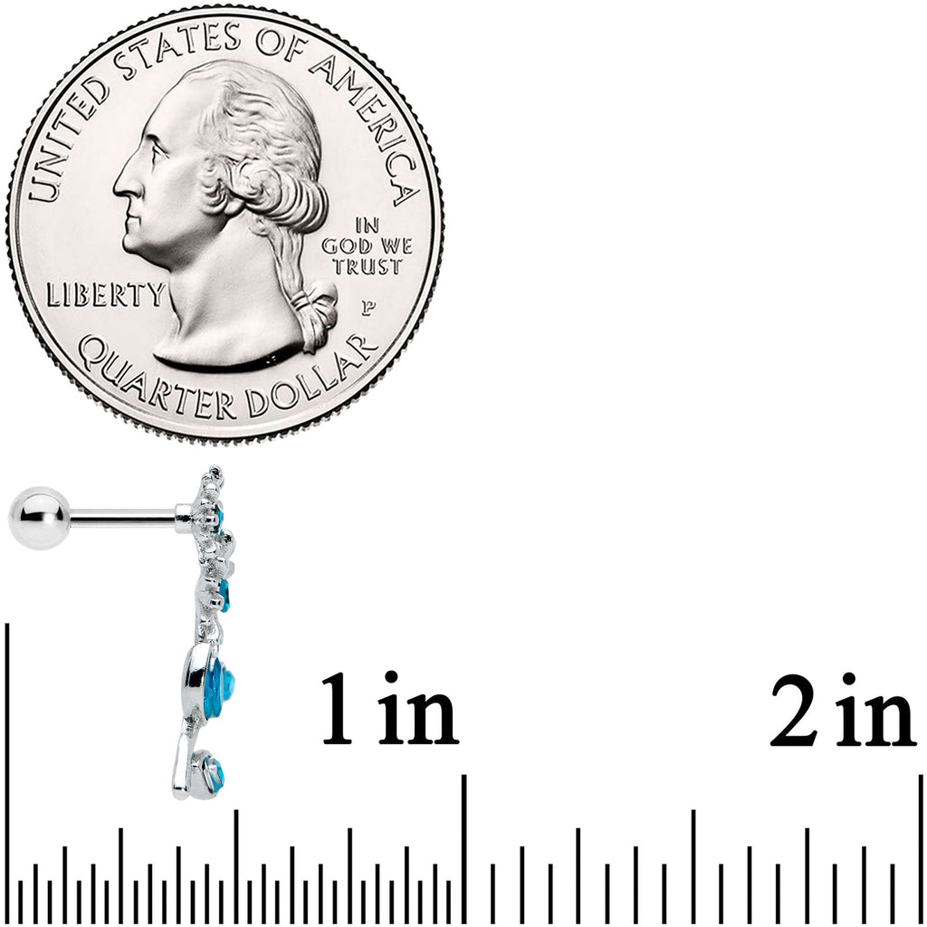 16G 1/4 Blue Gem Sunflower Blossoms Cartilage Tragus Earring