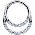 16G 5/16 Clear CZ Gem G23 Titanium Double Row Cartilage Clicker
