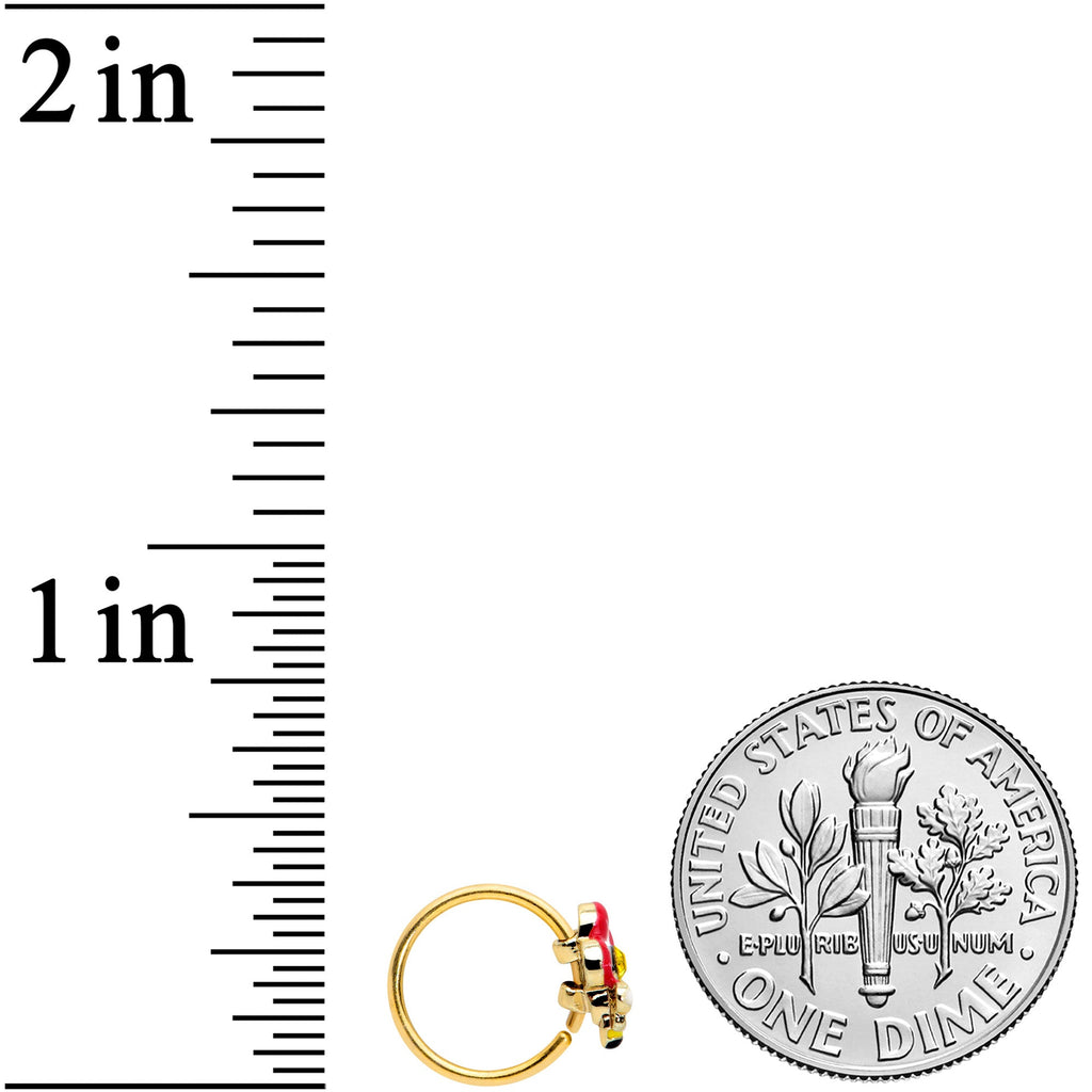 20G 5/16 Yellow Gem Gold Tone Queen Bee Flower Nose Hoop