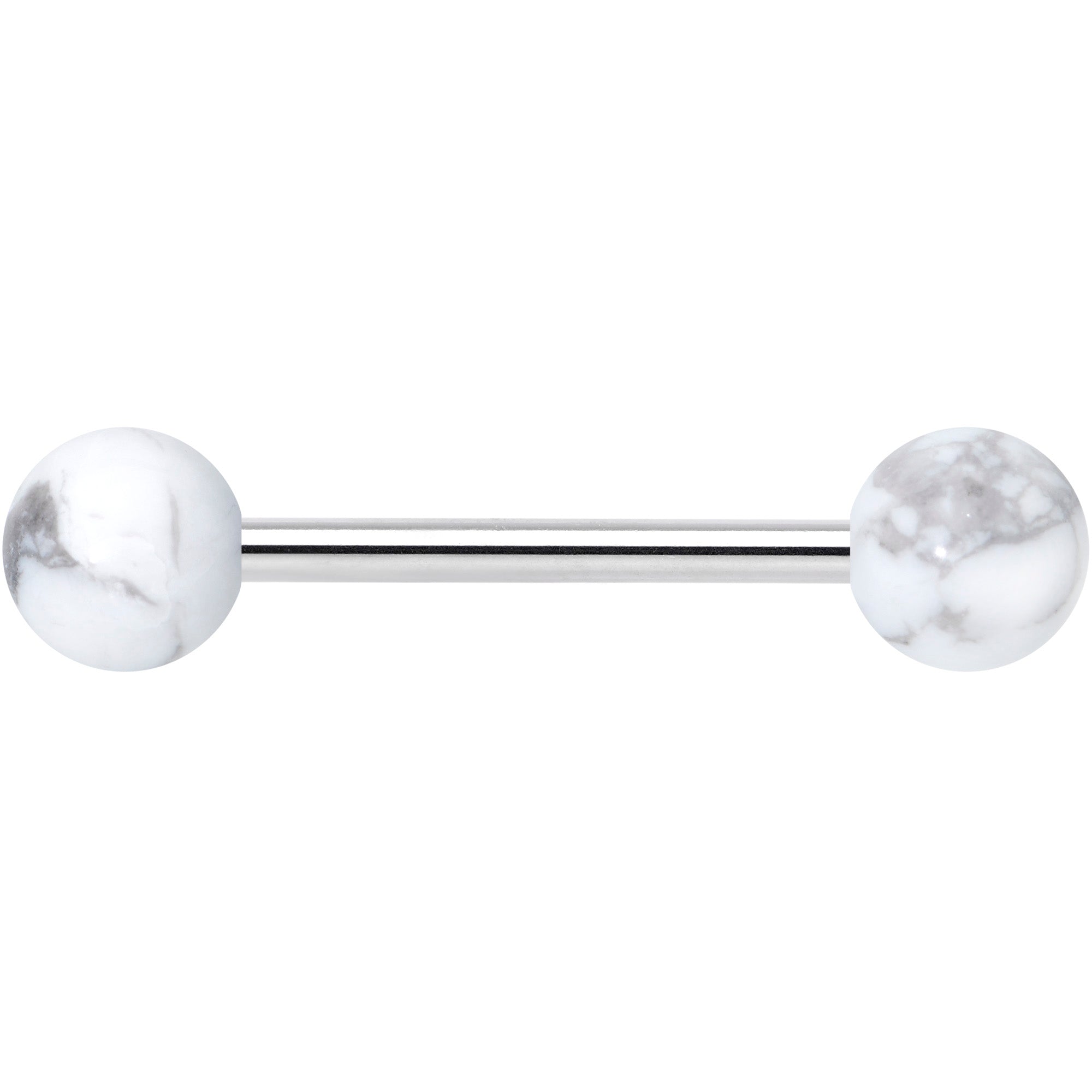 Elegant White Howlite Barbell Tongue Ring
