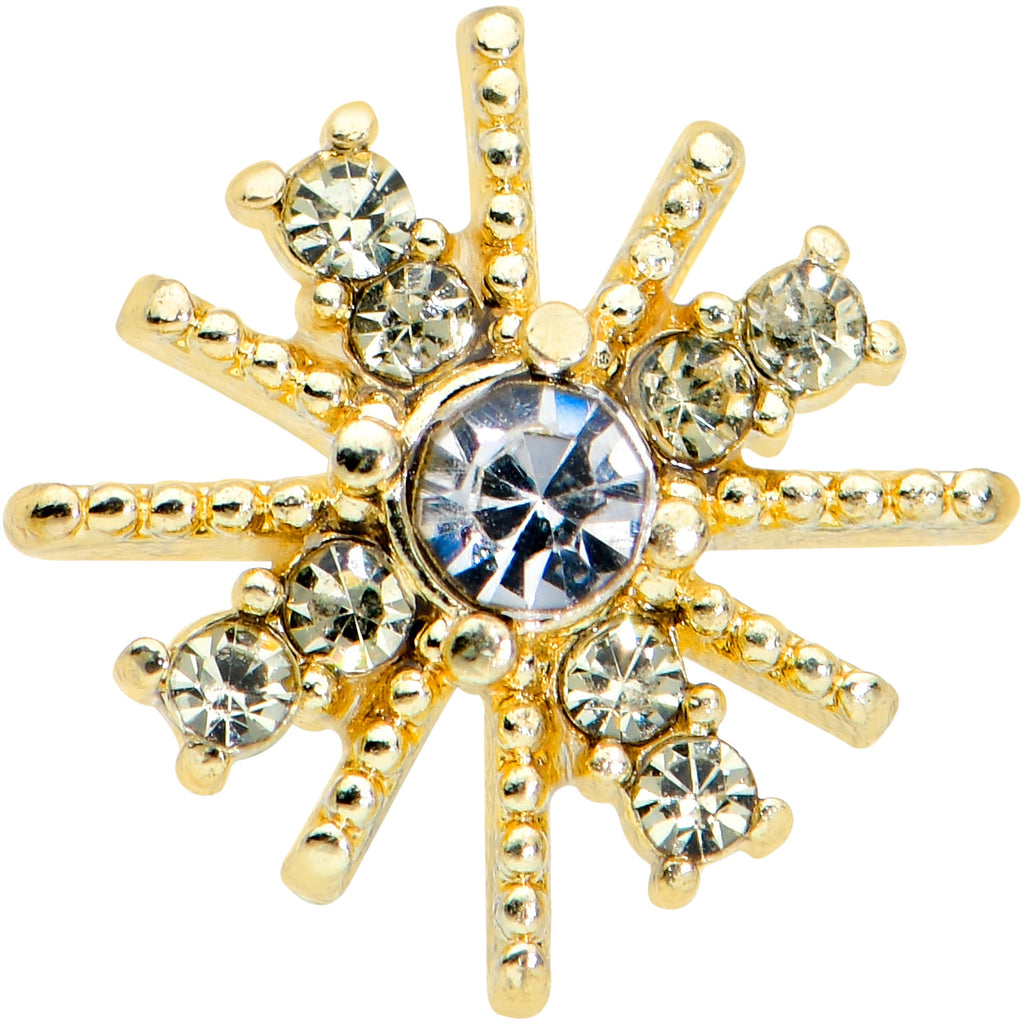 20G 7mm Clear Gem Gold Tone Star Christmas L Shape Nose Ring